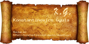 Konstantinovics Gyula névjegykártya